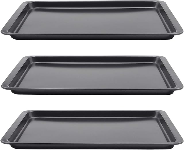 14.5" x 10" Non-Stick Baking Sheet Sets, Large Baking Tray Pans Rectangle (Set of 3)