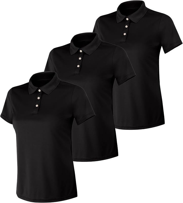 Hanes Polo de rendimiento para mujer, paquete individual o de 3, polo deportivo Cool DRI que absorbe la humedad, protección UPF 40+