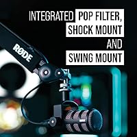 Vista 4 de RØDE PodMic - Micrófono cardioide de transmisión dinámica con soporte de columpio integrado para podcasting, transmisión, juegos y grabación de voz