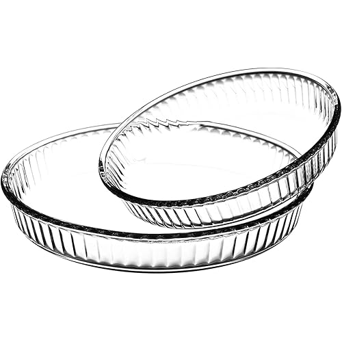 Borcam 1690038 Set of 2 Round Clear Class Tart Dishes, 32 x 32 x 5cm