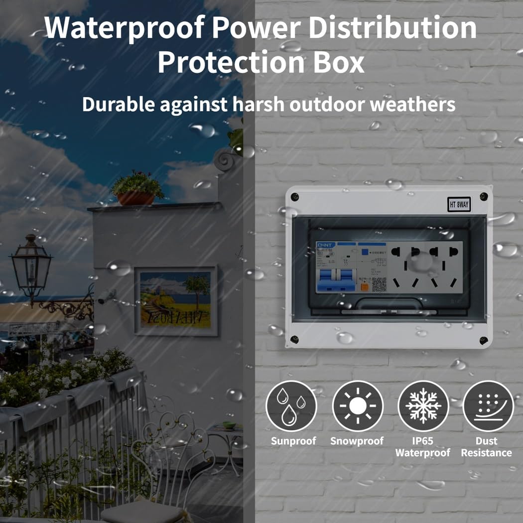 Verteilerkasten, Aufputz-ABS-Kunststoff-Elektrobox, IP65 wasserdicht und staubdicht, Gehäuse für Innen- und Außenbereich, passend für Sicherungsautomaten und Elektronik