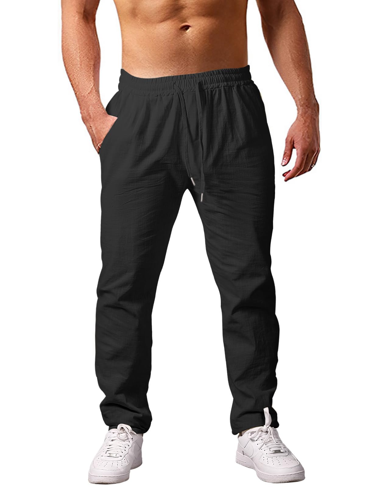 heekpek Pantaloni Uomo Casual Cotone Pantaloni Estivi Uomo Comodi Pantaloni con Tasconi Uomo per Spiaggia