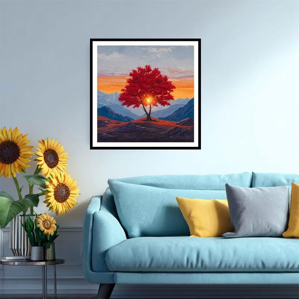 Diamond Painting Erwachsene Groß Baum Im Sonnenuntergang 80x80 cm -L52