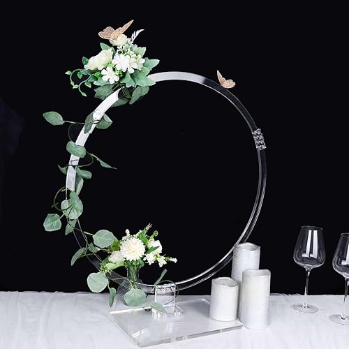 Miniatura 6 de Efavormart - Soporte de aro de acrílico transparente de 26 pulgadas, para decoración de mesa de boda, corona redonda
