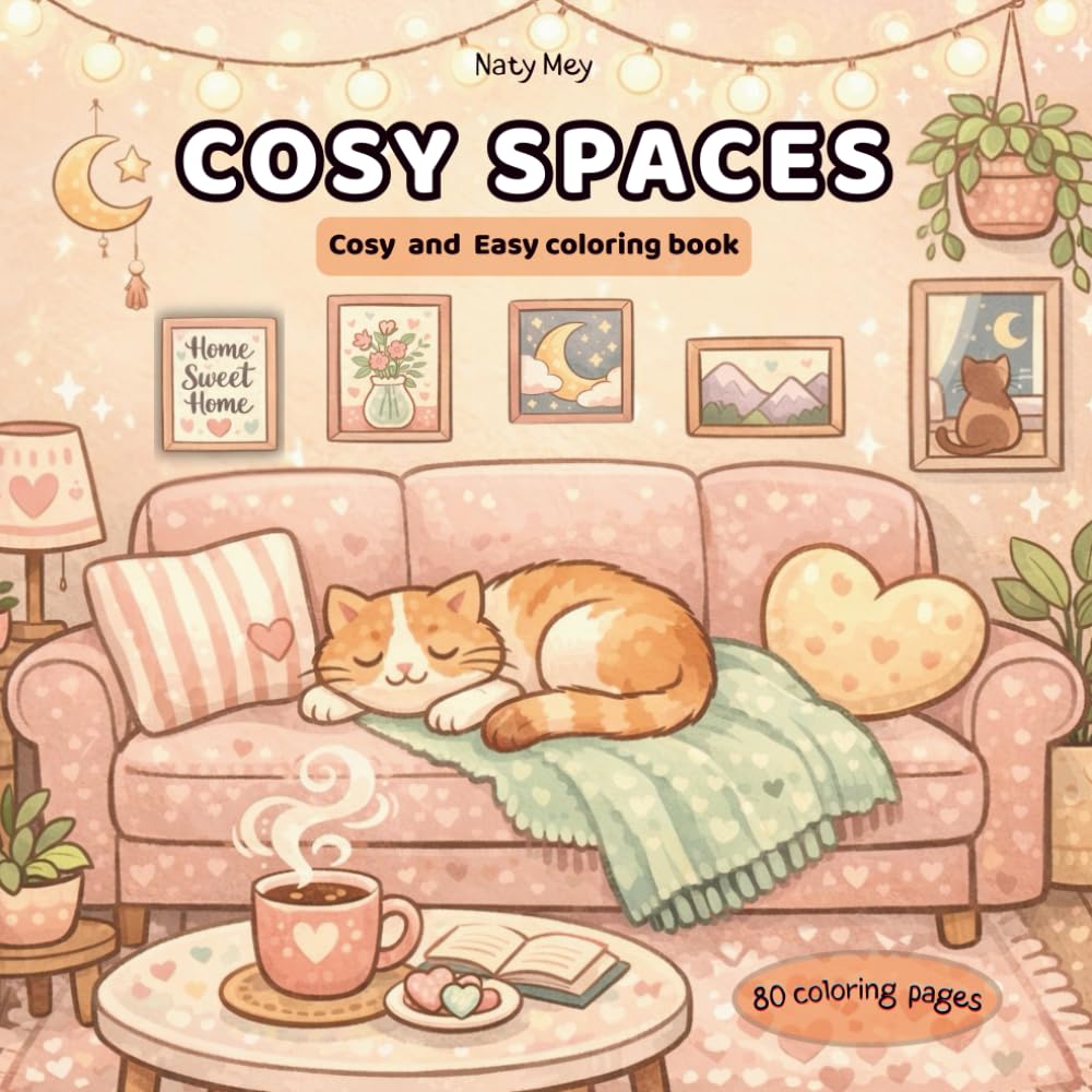 COSY SPACES: Cozy Coloring Book for Adults – Relaxing Interiors, Stress Relief, Mindfulness & Calm Spaces