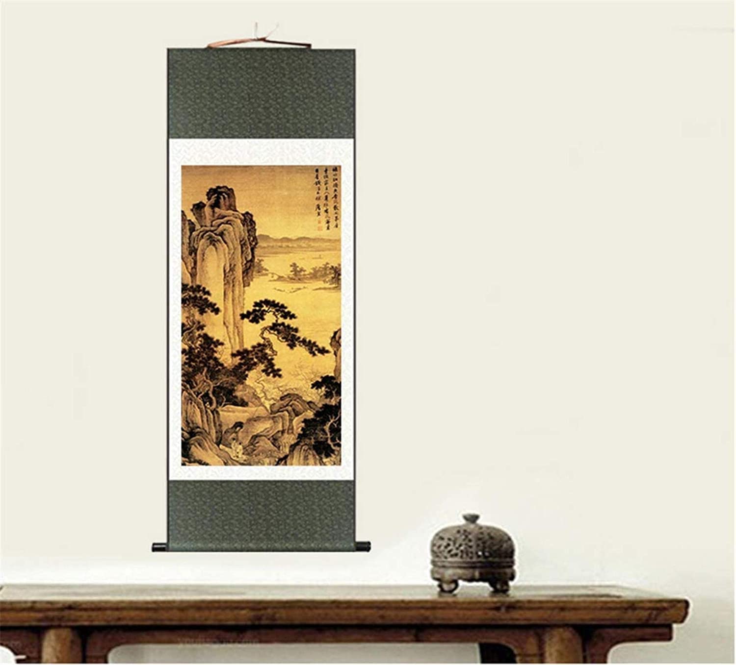 Amazon.co.jp: 中国美術の巻物絵画、風景画の巻物、キャンバスの巻物