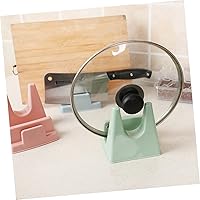 Vista 7 de 2 estantes de plástico para tapa de sartén verde, organizador de cubierta de olla, soporte de almacenamiento para cocina