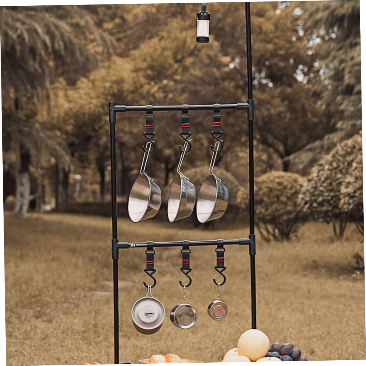 Outdoor Rack for Camping Sundries Hanger Aluminum Camping Table Portable Light Stand Versatile for Outdoor Activities
