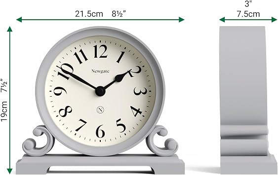 NEWGATE® Divisadero mantel clock | Double scroll design | Clockwork grey