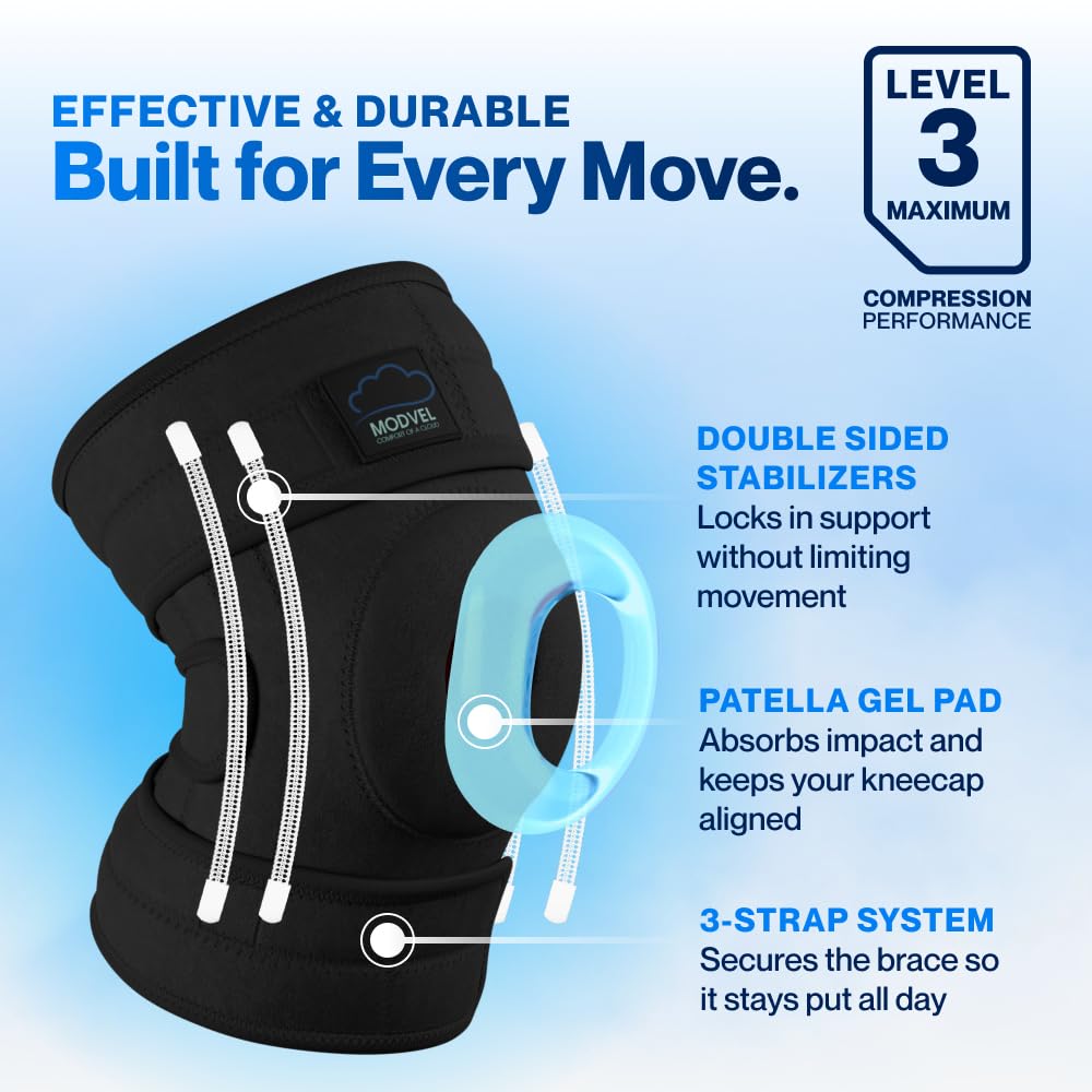 Modvel ELITE Knee Brace for Men & Women – Patella Gel Pads & Side Stabilizers for ACL, Meniscus Tear, Arthritis & Injury Recovery – Maximum Support for Running, Sports & Joint Pain Relief - Image 5