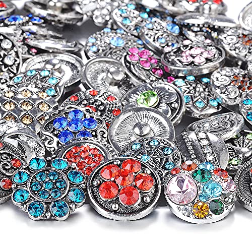 通用 Many Styles Mixed 18Mm Snap Jewelry Charms For Snap Buttons Jewelry Making Women Teens Girls Diy Button Bracelets Necklaces Rings Brooch Accessories (Pack Of 10 Pcs, Mixed Rhinestone) #TOP3