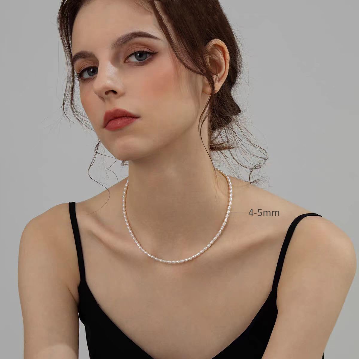 White Genuine Freshwater Cultured Pearl Necklace For Women, 5MM 6MM 7MM 8MM 9MM 10MM, Real Pearl Strand Necklace Jewelry, Good Love Gift For Anniversary, Birthday - Image 2