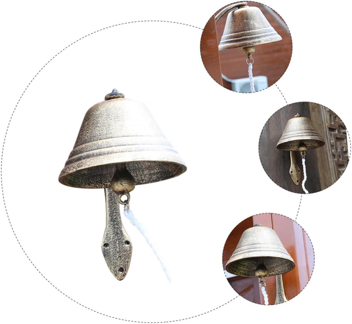 Large Retro Cast Iron Doorbell Wall Mounted European Style Dinner Bell with Hand Crank for Home and Café Decorative Hanging Pendant
