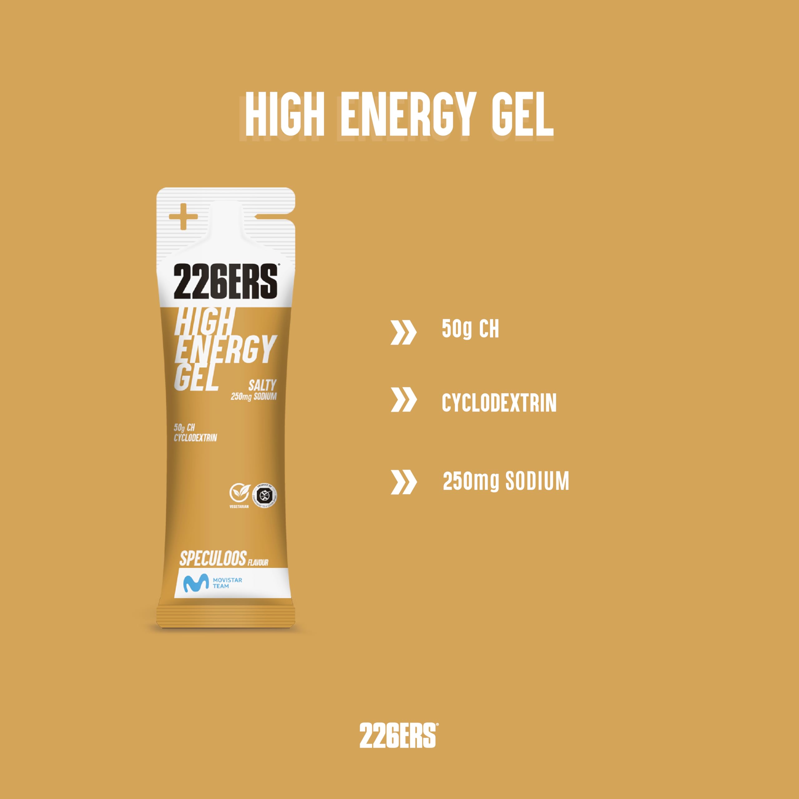 226ERS - High Energy Gel, Gel Energetico con Ciclodestrina, 50 g di Carboidrati e Aromi, 250 mg di Sodio Aggiunto, Senza Glutine, Vegano, Gusto Salty Speculoos, 24 x 76 g