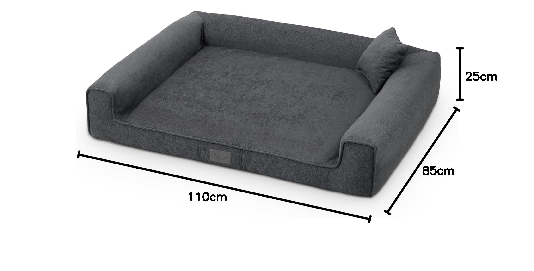exclusiveBED Cama ortopédica Sofi para perros medianos | Elegante sofá para perros con respaldo antideslizante | Funda extraíble | Colchón de espuma viscoelástica | Tela lavable (XL, grafito)