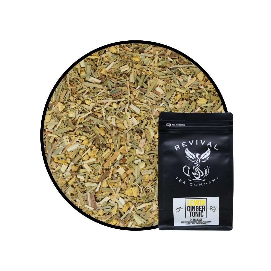 REVIVAL TEA COMPANYLemon Ginger Tonic - Caffeine Free Tea Blend with Lemongrass and - Loose Leaf 5 Ounces