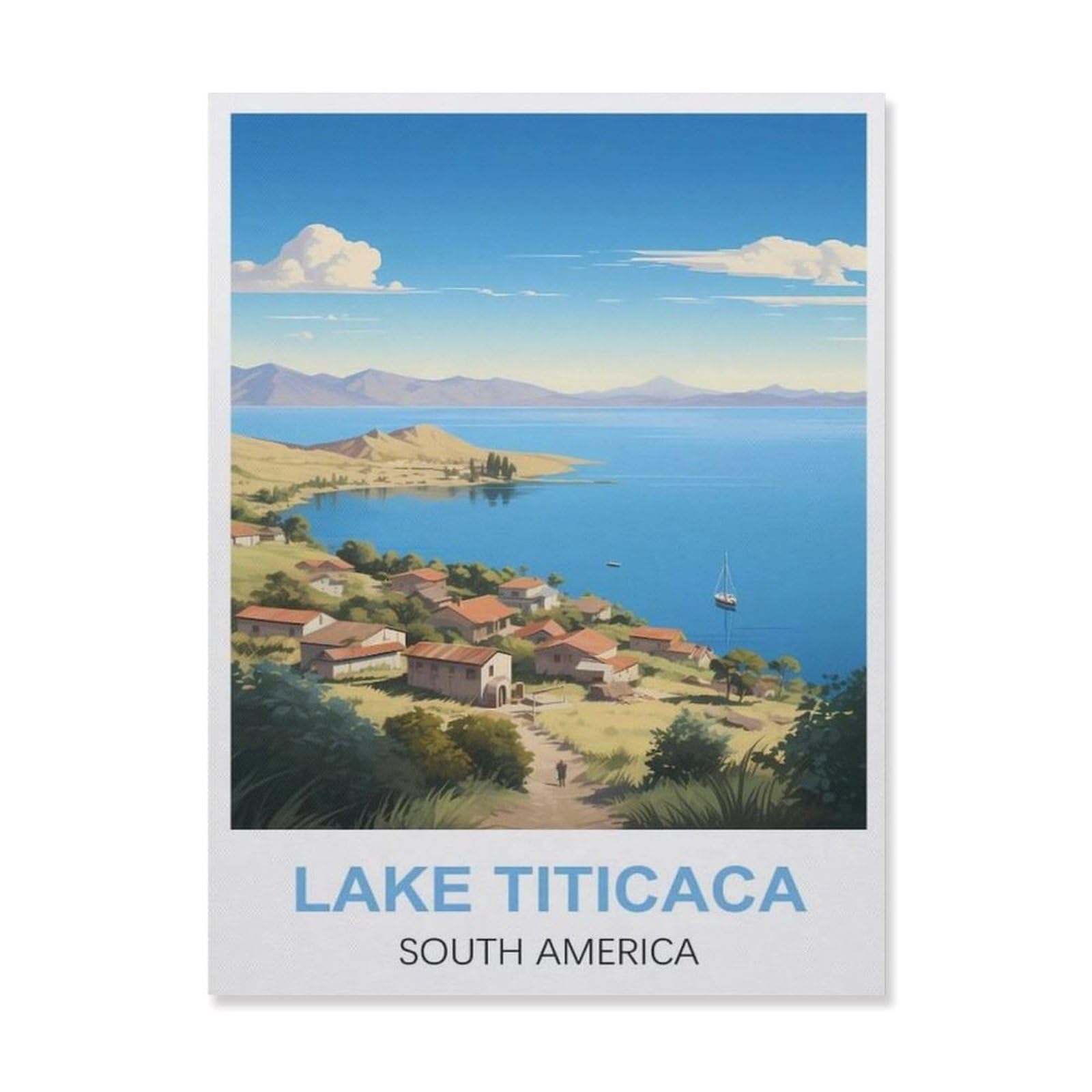 Funny Metal Tin Sign Wall Decor，Lake Titicaca South America