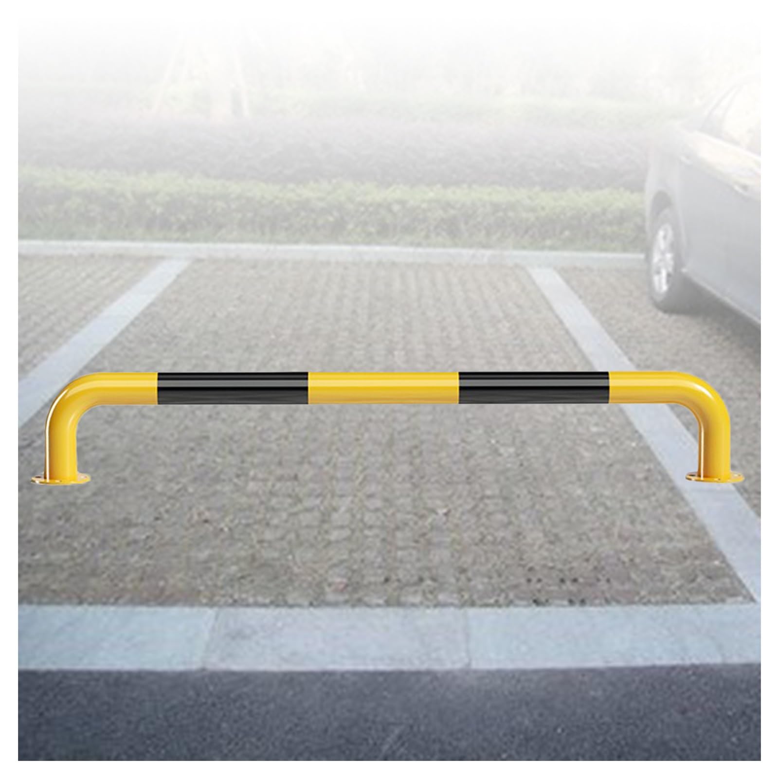 DUANHOZ Parking Guardrails,U-Shaped Anti-Collision Guardrail, Car Bumper Protector, U Shape Parking Bollards for Driveway & Garage, Yellow & Black Barrier (59.05"x7.87") for Hote