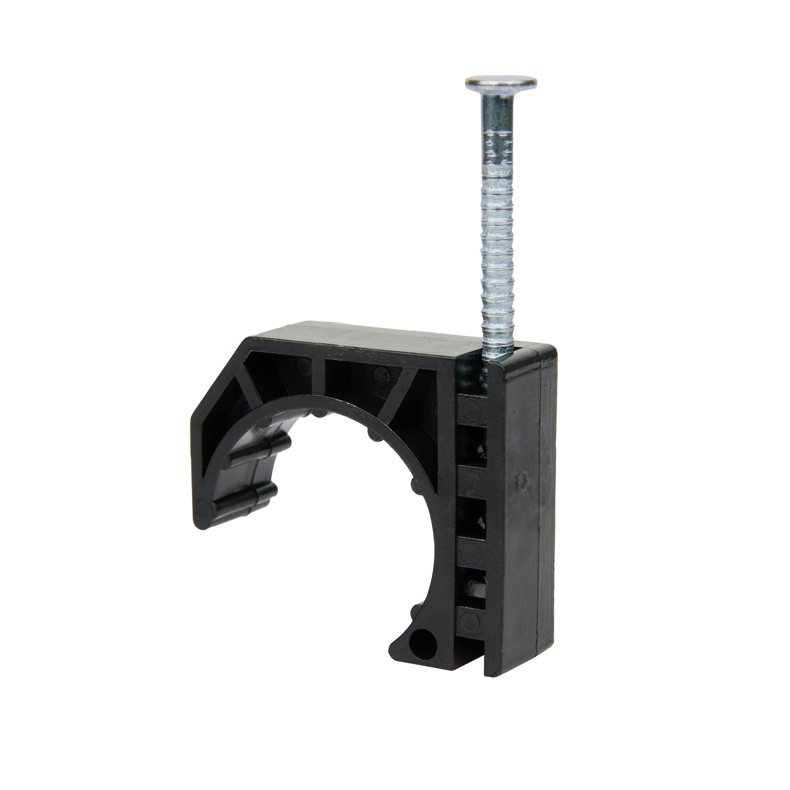 (Pack of 100) EFIELD Black Color Half Clamp Fixture, J-Hook with Nail For 1/2