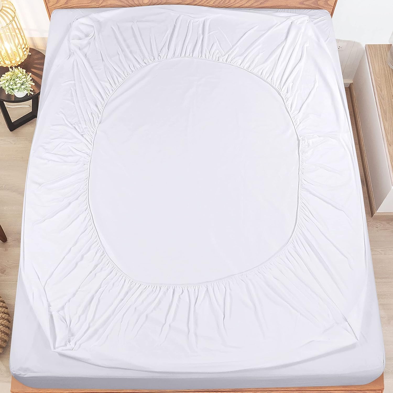Coprimaterasso Matrimoniale Impermeabile Certificato OEKO-TEX, Proteggi Materasso, Traspirante, Lavabile, Stile Montato Tutto Intorno Elastico PARIS (Bianco, 2 POSTI 170X200 CM.)