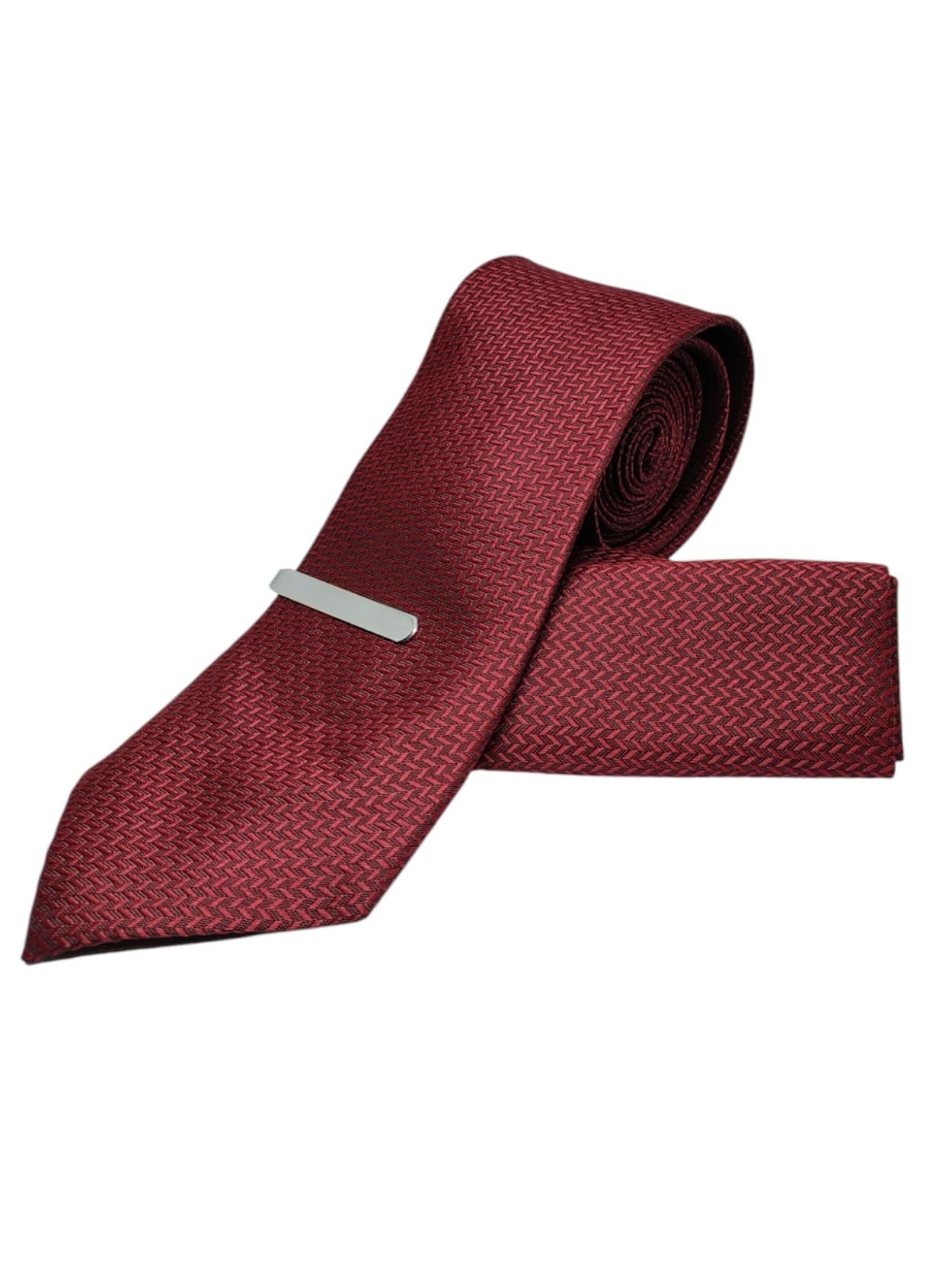 FashMade Italian Microfibre Tie & Pocket Square Combo with Silver Brass TiePin | 2.75 Inch Broad Tie | 10x10 inch Pocket Square TP-20-image-46
