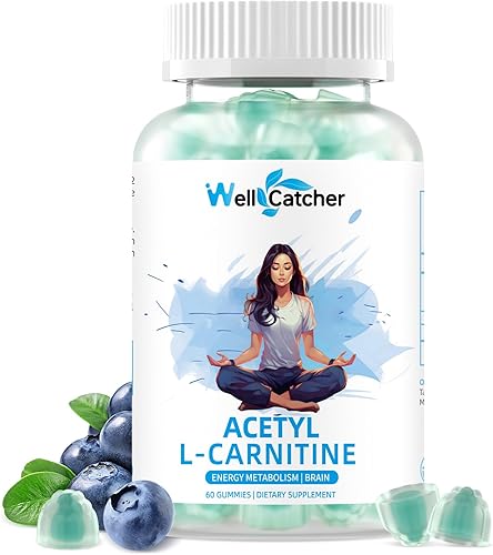 Suplemento de acetil L-carnitina de 1000 mg - Gomitas de Alcar L-carnitina sin azúcar para hombres y mujeres, apoyo a la resistencia muscular, salud