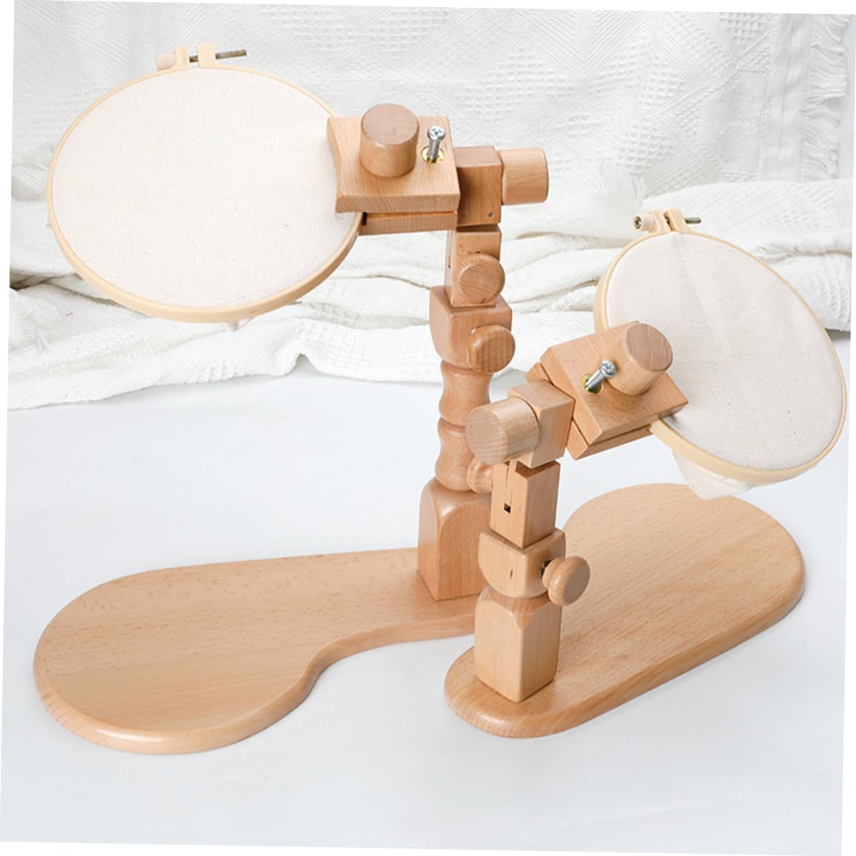 Angoily Soporte de Bordado Ajustable para Escritorio Kit de Bastidor de Bordado de Madera Maciza Giratorio para Principiantes Uso Doméstico Obsequio Adecuado Artesanal