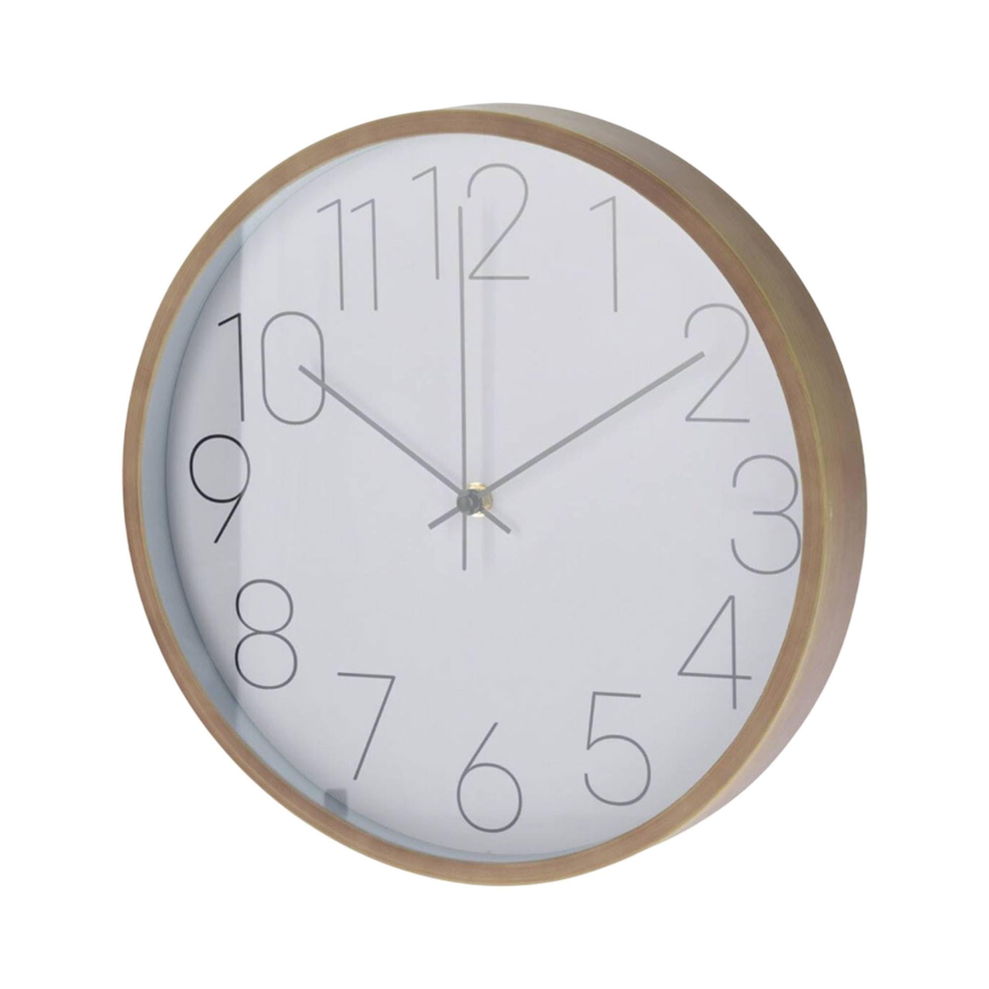 Well Home Modern Wall Clock with Wood Look Edge - White Dial and Fine Hands Ø30.5 cm