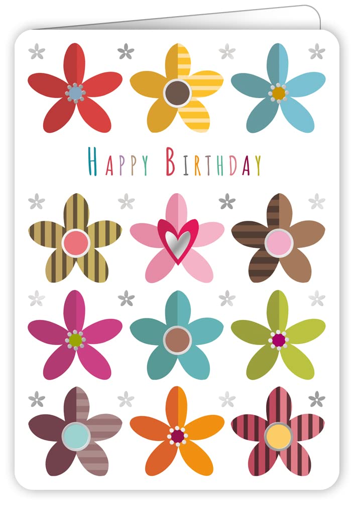 Quire Colourround Card Happy Birthday Flowers