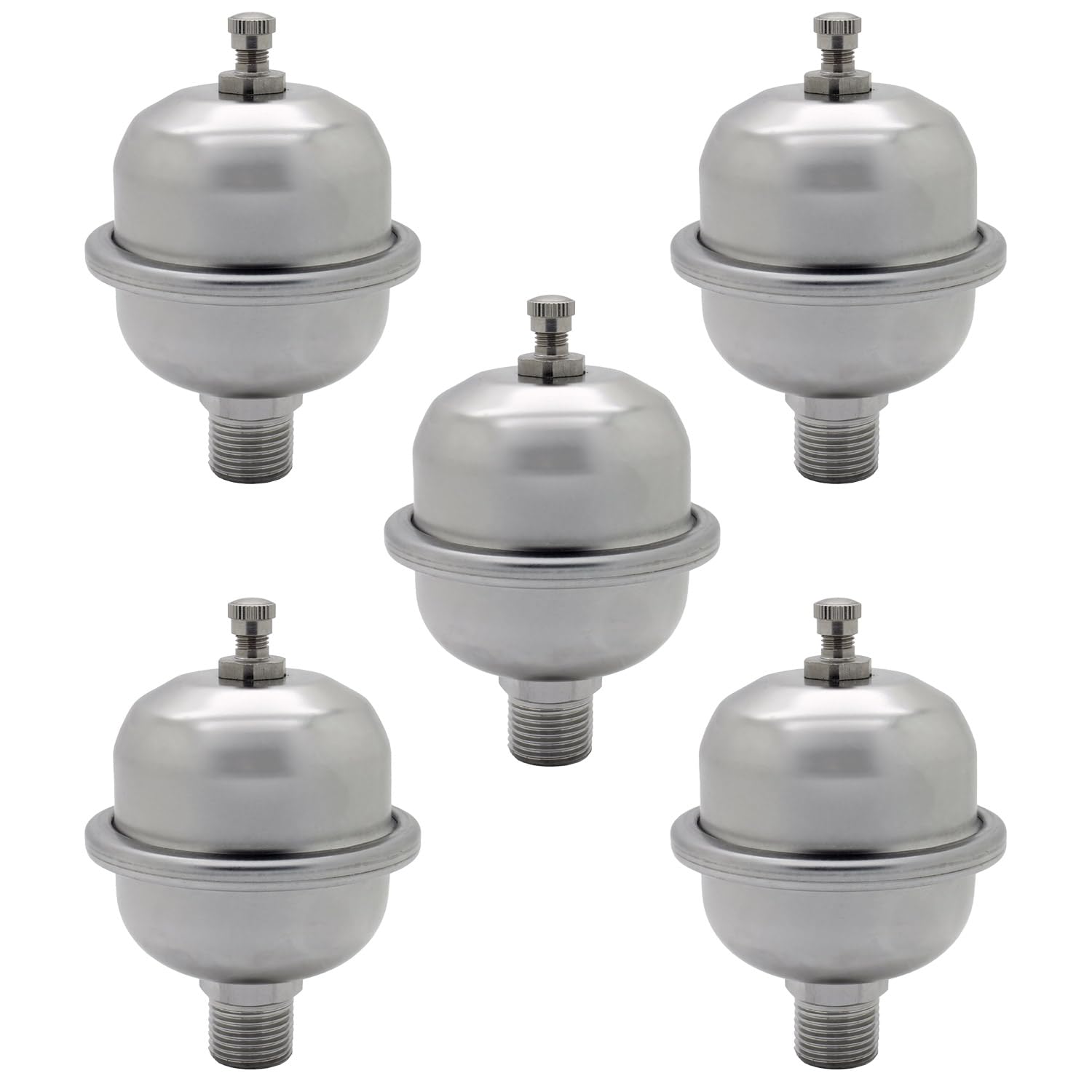 Shock Arrestor 0.16L Mini Expansion Vessel, 15mm Tee, Stainless Steel, Prevents Noisy Pipes, WRAS Approved, 135mm Height, 80mm Diameter (5 x Shock Arrestor)