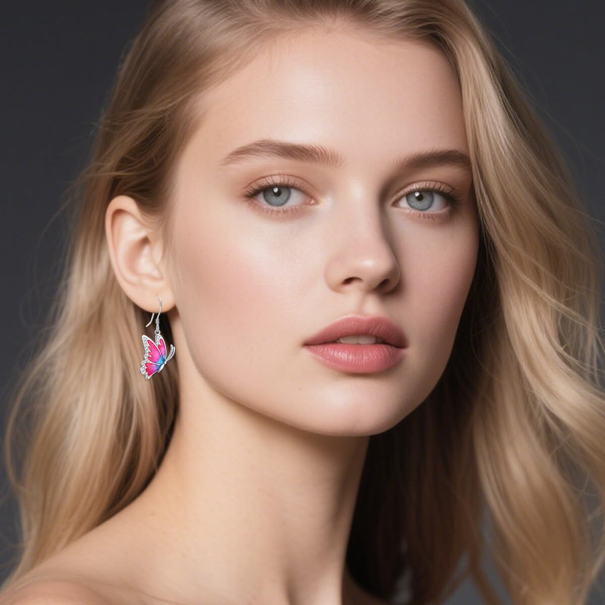 Diamond Butterfly Earrings 925 Sterling Silver Butterfly Dangle Drop Earring with Lab Grown Diamonds 0.34 ct Jewelry Gifts for Women - Image 2