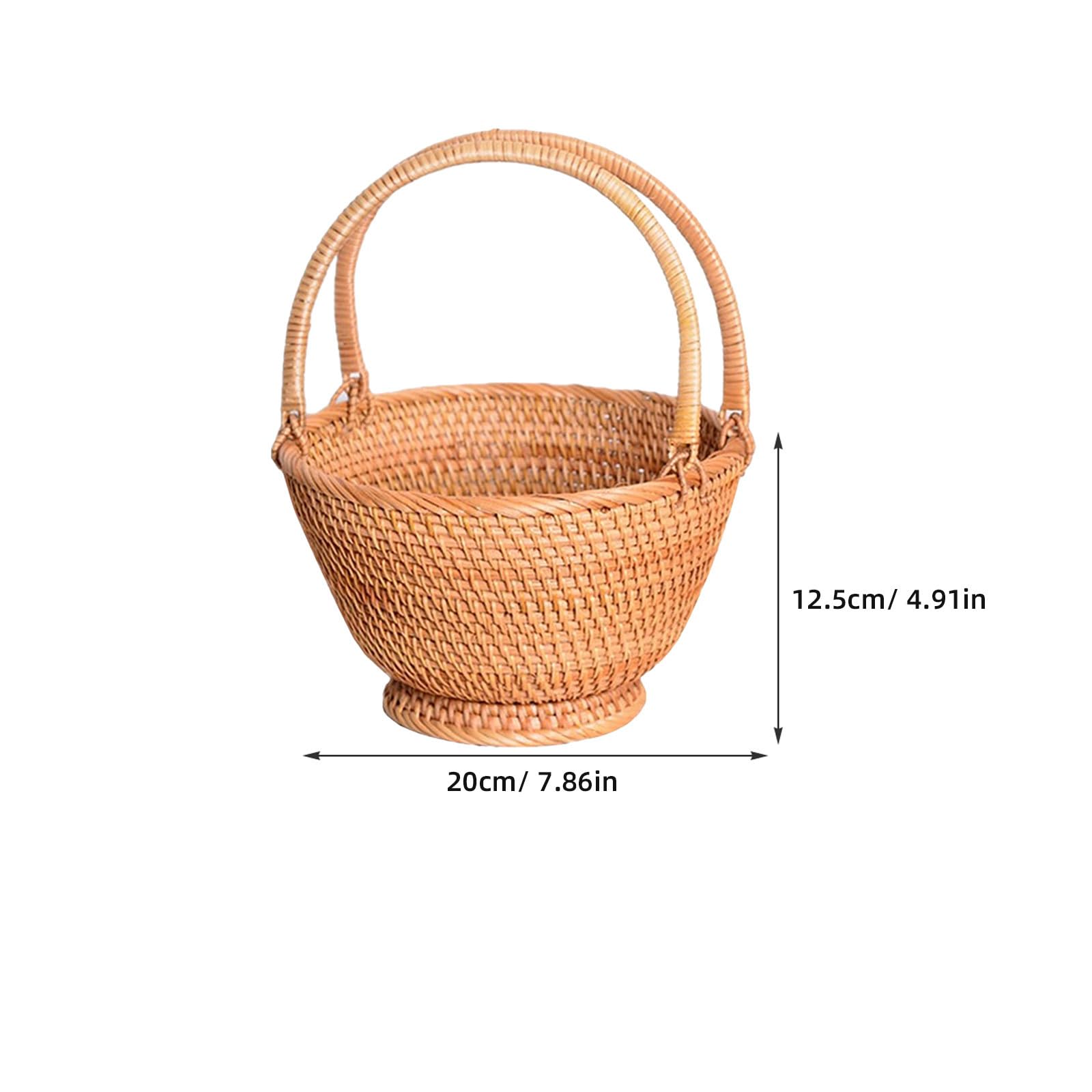 SHERCHPRY Cesta Tejida de Ratán Portátil para Picnic y Almacenamiento de Frutas y Snacks Diseño Práctico y Natural para Uso Exterior