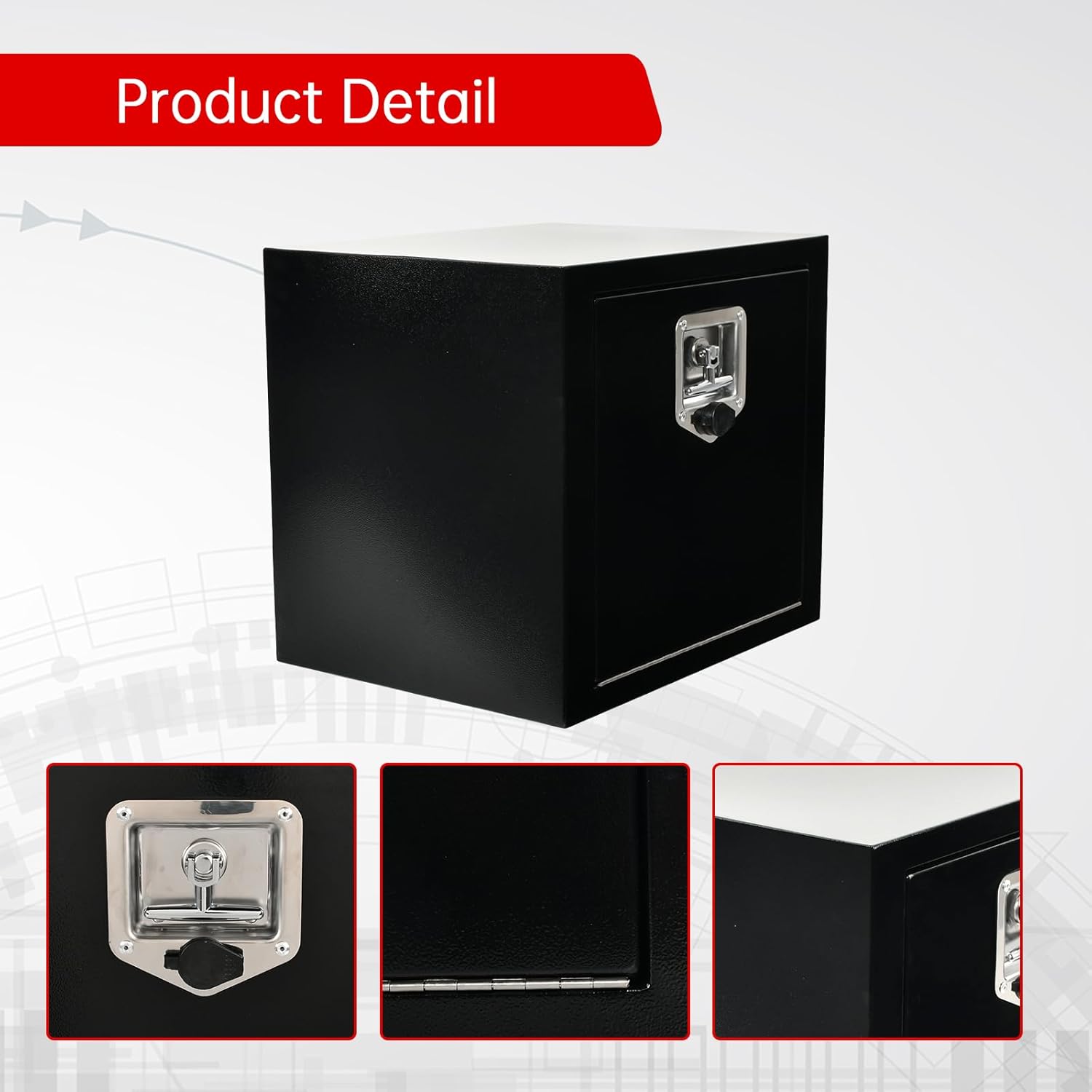 18'' Inch Steel Underbody Truck Tool Box & T-Handle Latch Heavy Duty For Trucks Trailers RV ATV Pickup Trucks Flatbeds Organization Storage Job Tool Chest -18"(L) x 14"(W) x 16"(H) Black