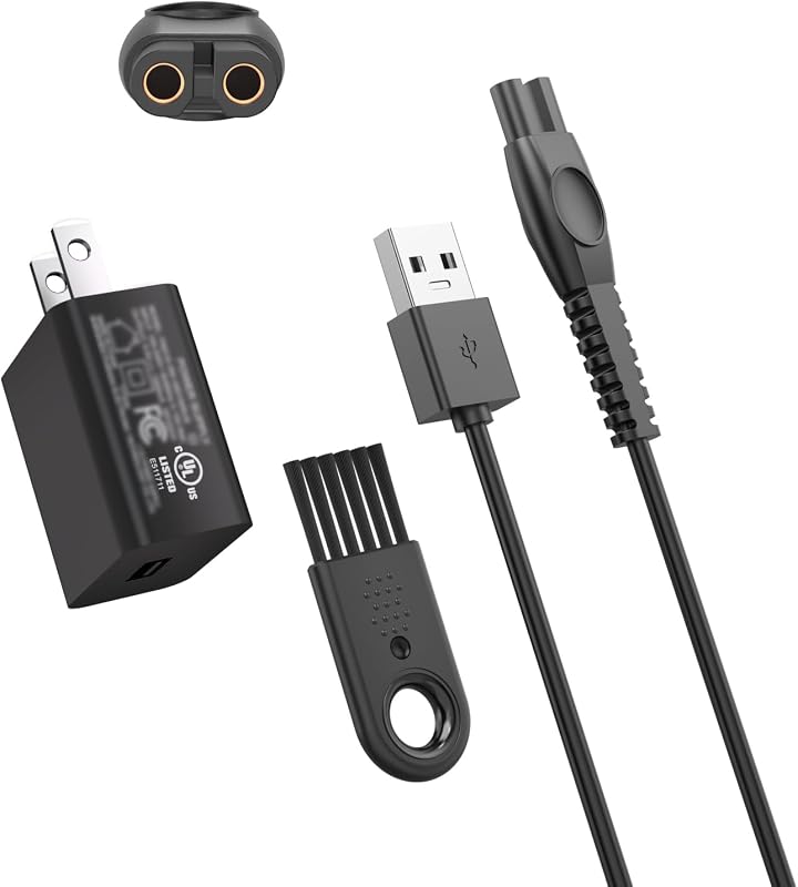 Superer Carregador 5 V com cabo USB para barbeadores Philips Norelco e OneBlade, compatibilidade com modelos selecionados, com escova de limpeza