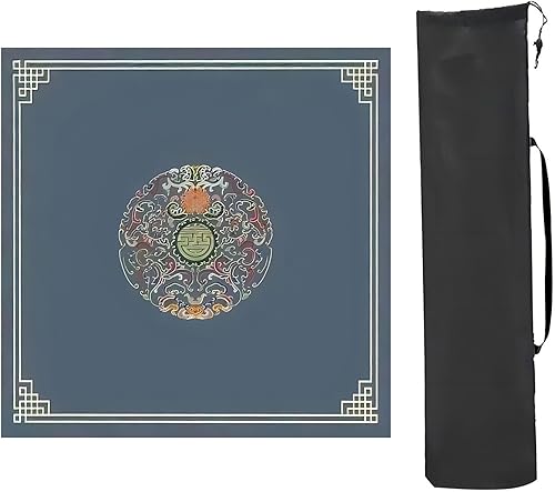 Miniatura 12 de Tapete Mahjong grueso con bolsa de almacenamiento, tapete cuadrado antideslizante de reducción de ruido, para juegos de mesa de póquer Mahjong y Gris