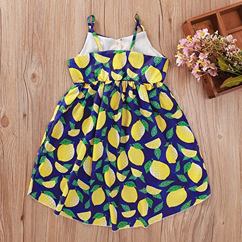 2023 Summer Infant Girls Child Sleeveless Flowers Prints Button Suspenders Dresses Princess Dress Holiday Sweater For Girls (Blue, 2-3 Years) #TOP2