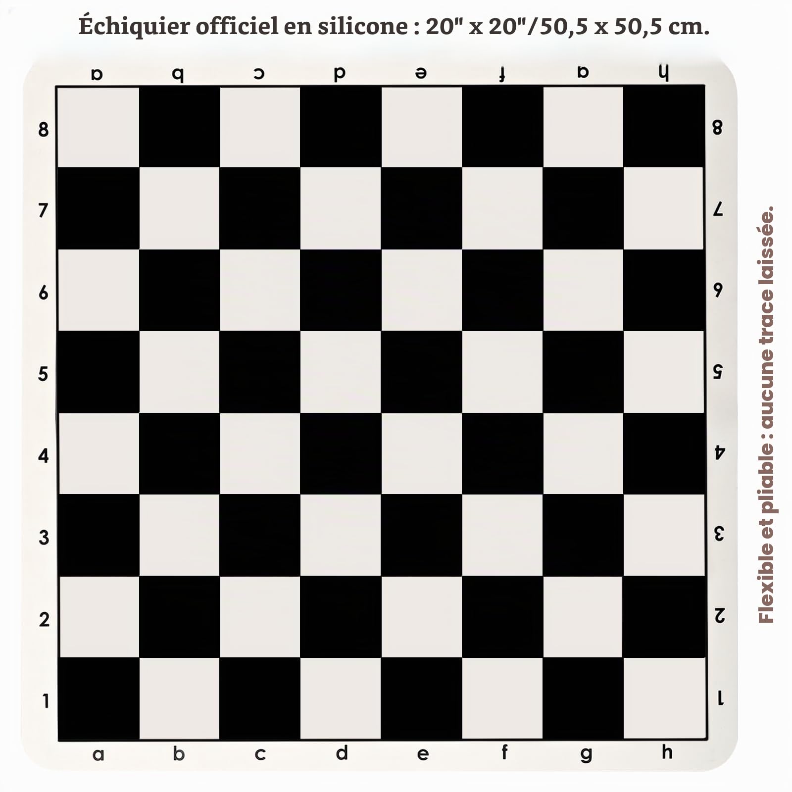 Jeu d'échecs – Échiquier de tournoi en silicone de 50,8 cm, pièces d'échecs Staunton avec 2 reines supplémentaires, jeu d'échecs professionnel portable avec sac de rangement