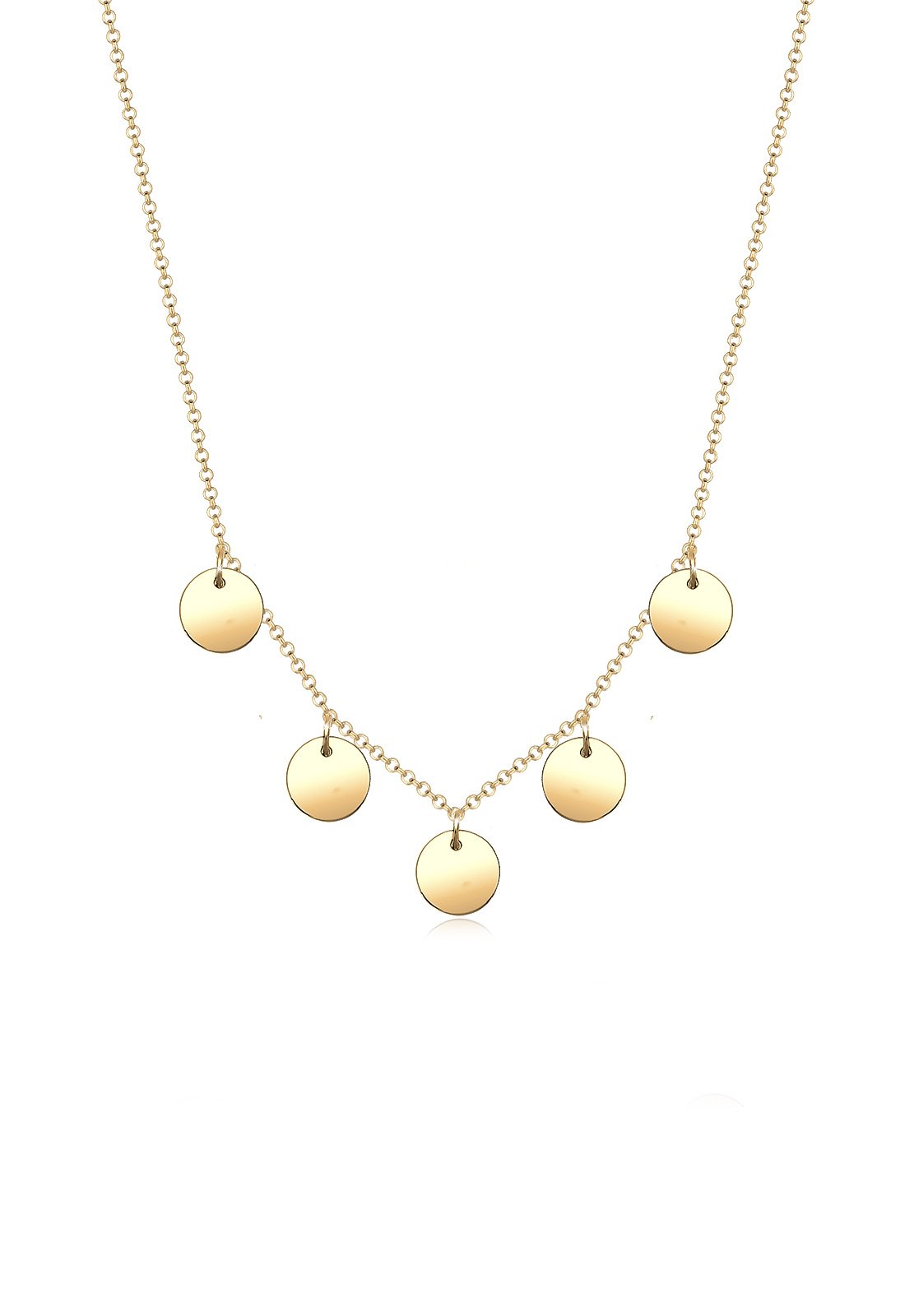 Elli Women's 925 Sterling Silver Gold Plated Circle Geo Minimal Necklace of Length 45 cm