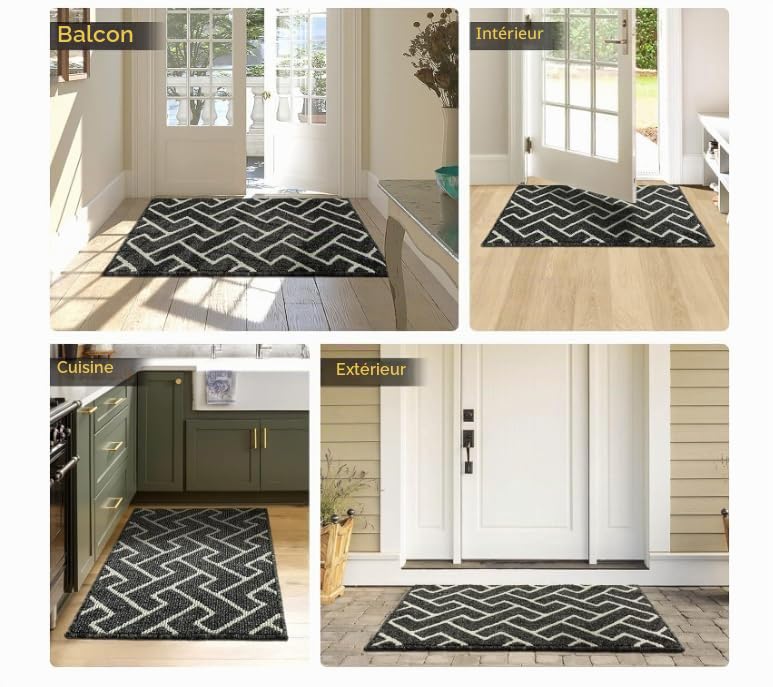 Tapis Entree Interieur Demi - Cercle Kaki Tapis D'entrée Antidérapant Lavable Paillasson Exterieur Entree Absorbant Tapis d Entree Interieur pour Chambre Cuisine Couloir(80x120cm)