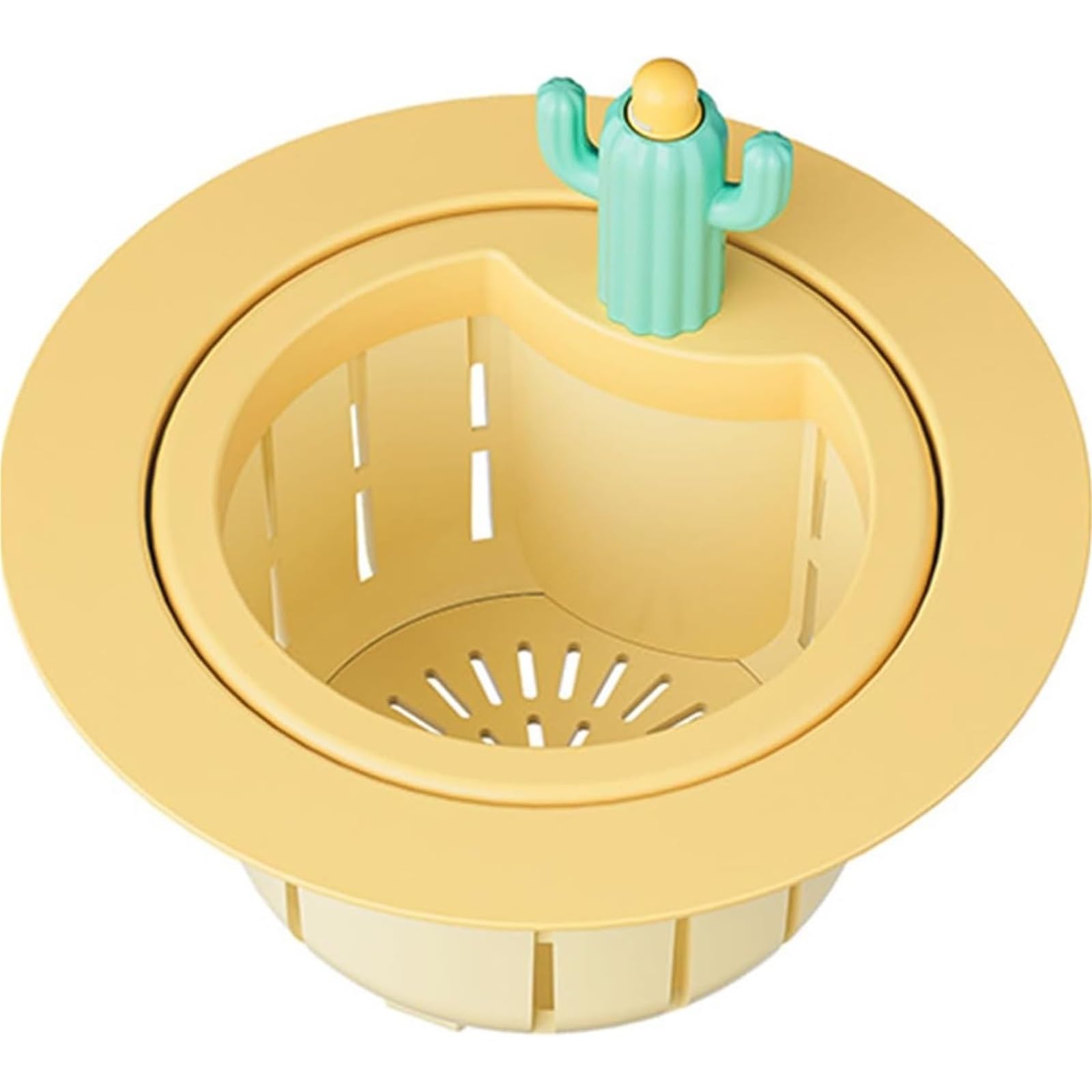 Cactus Sink Strainer Basket 2pcs Cactus Kitchen Sink Drain Strainer, Press To Dump Basket Waste Collector(Yellow,L)