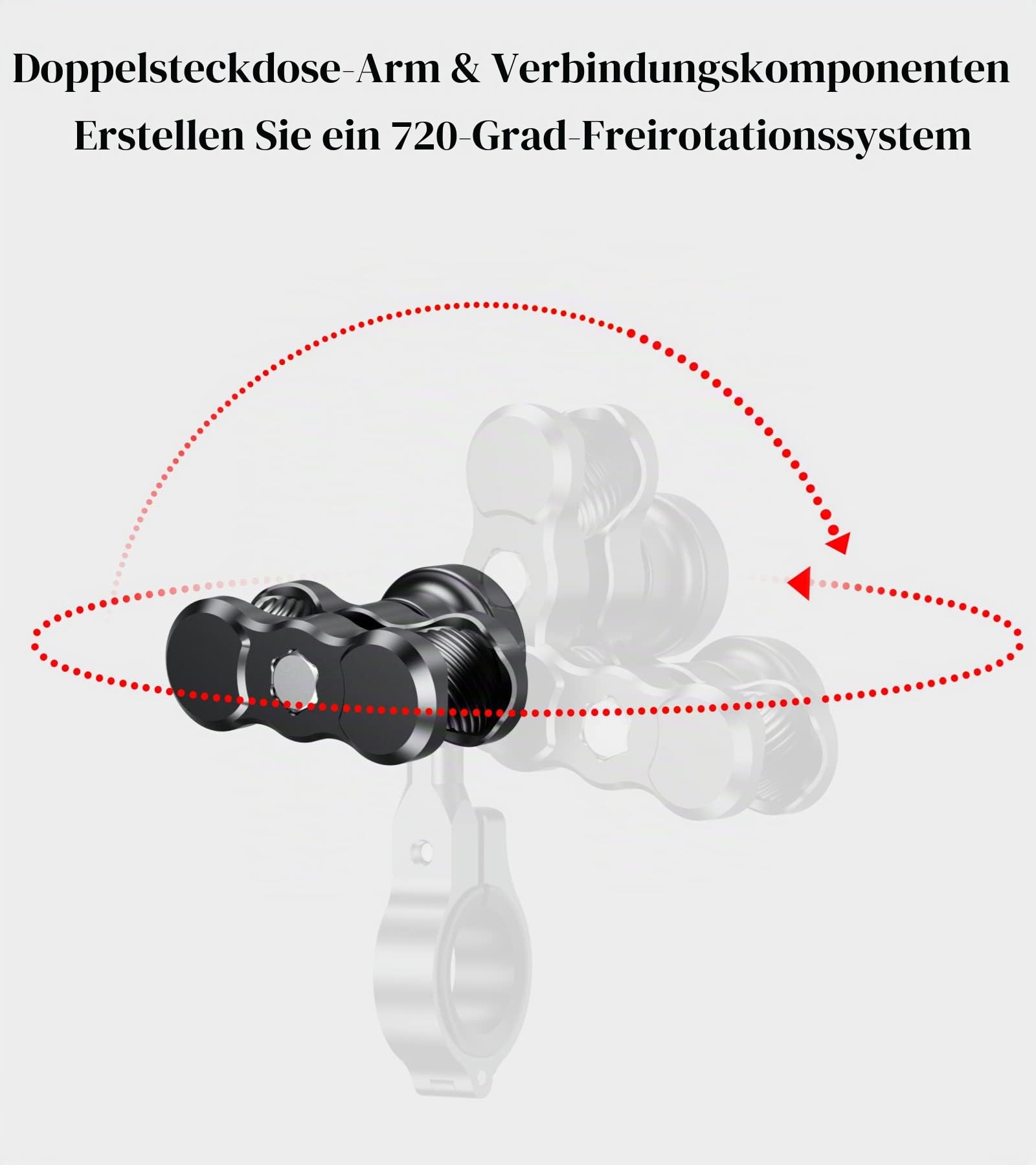 BRCOVAN Diebstahlschutz Aluminiumlegierung Doppelsockelarm (Kurzer Arm) Kompatibel mit RAM Mounts B Größe 1 Zoll Kugel Komponente und Fahrrad Motorrad Handyhalter mit 1'' Kugel Adapter