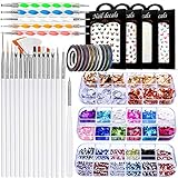 JOYJULY Nail Art Brushes Kit, 3D Nail Art Decorations Kit with Nail Dotting Tools Butterfly Nail Art...