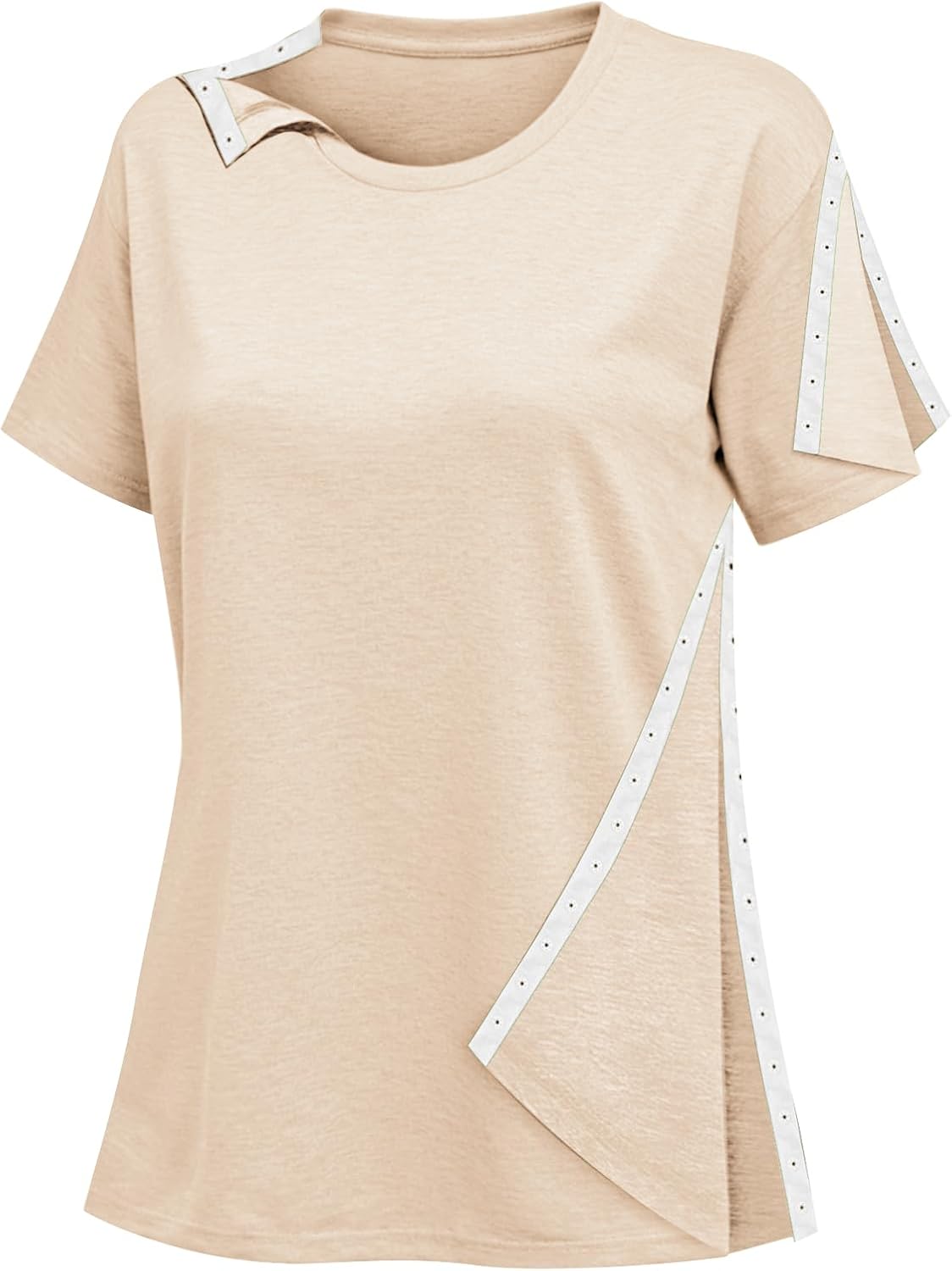 Post Surgery Shirt for Women Shoulder Surgery Shirts Full Snap-Open Arm Shoulder Recovery Clothing-Chemo Clothing Women