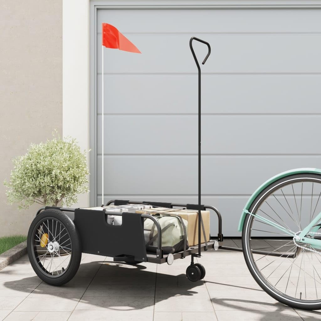 Genérico Remolque para Bicicletas Hierro y Tela Oxford Negro,Deportes,Actividades al Aire Libre,Ciclismo,Accesorios para Bicicletas,Remolques para Bicicletas,94199