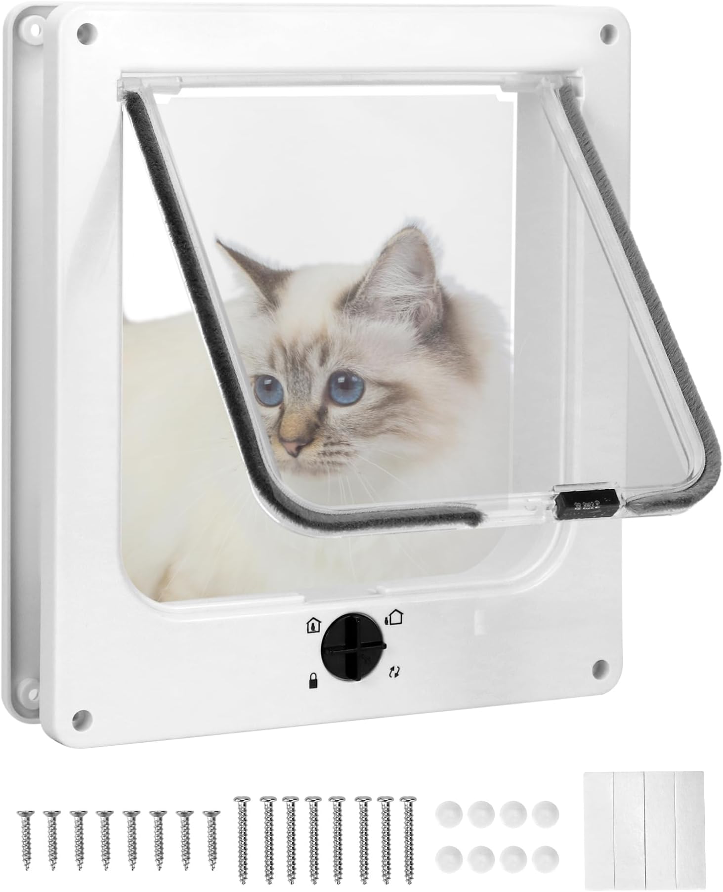 Curated visual reference: Qwork Cat Flap Cat Door With Rotary 4 Way Locking Photo Inspiration