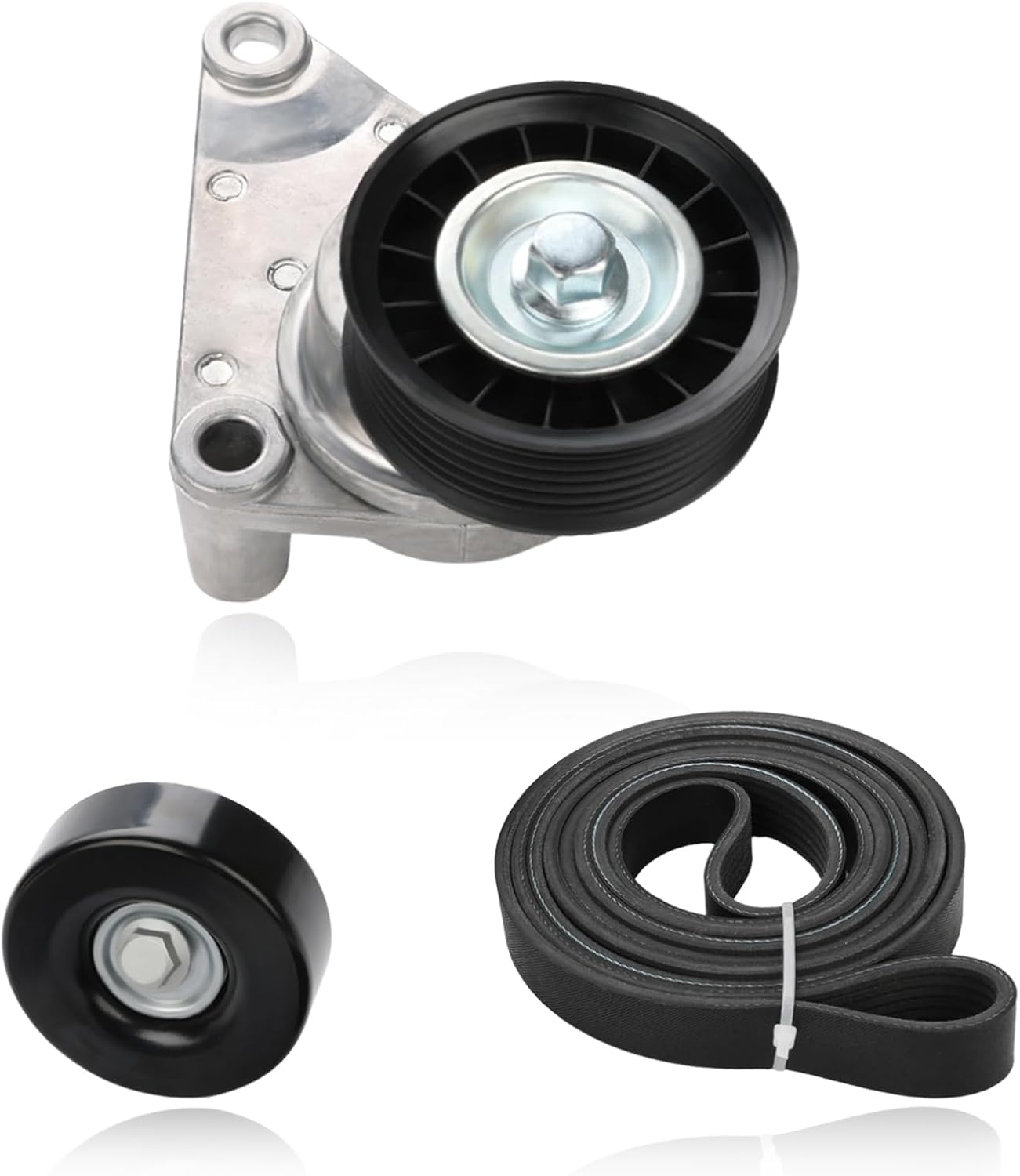 Serpentine Belt Drive Component Kit Compatible with Chevy Silverado Avalanche Suburban Express 2002-2007, GMC Savana 1500/2500/3500 Savana Sierra 2003-2008 Replacement for 90K-38158C 12609719