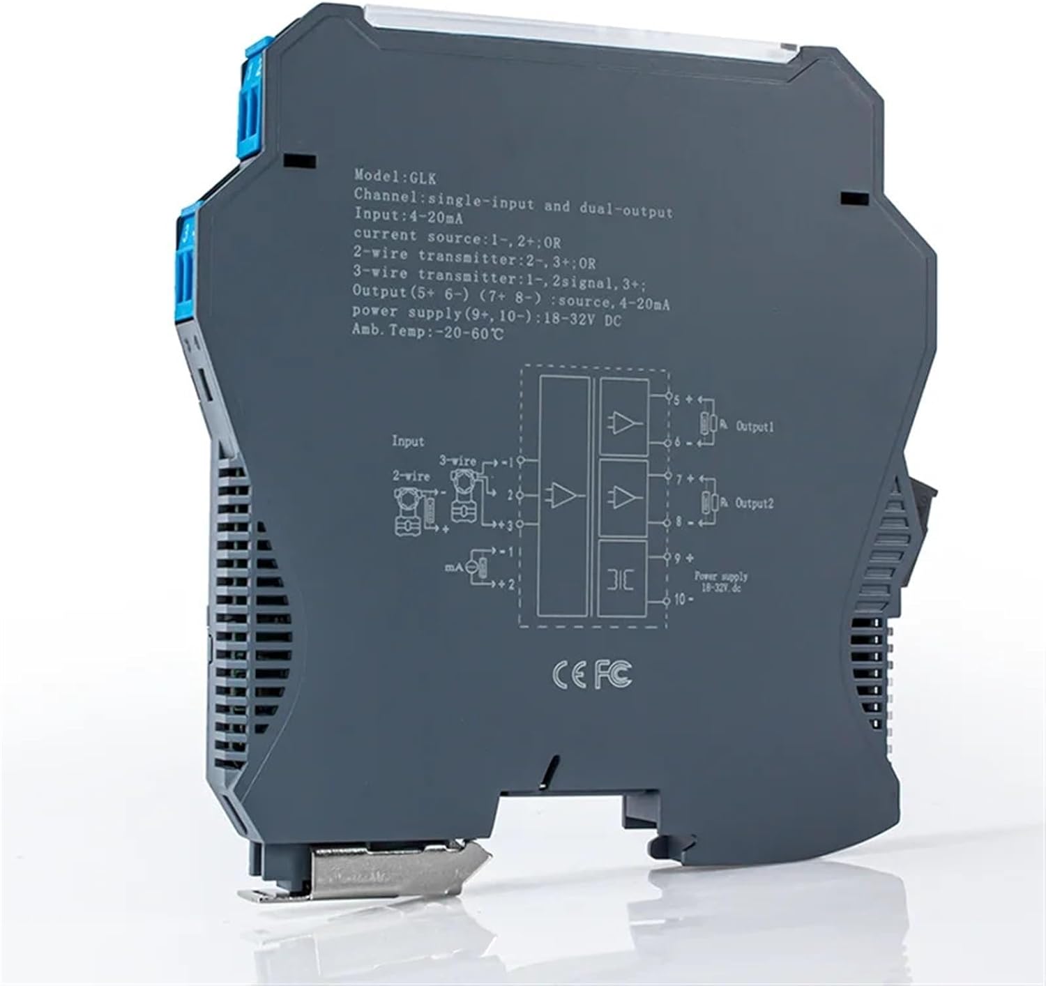 Intelligent Signal Isolator 4-20mA to 0-10V 4-20mA to RS485 Relay 1 in 1 Out Analog Signal Converter Relay Signal Isolator(Input 0-10MA_Output RS485_DC 18-32V)