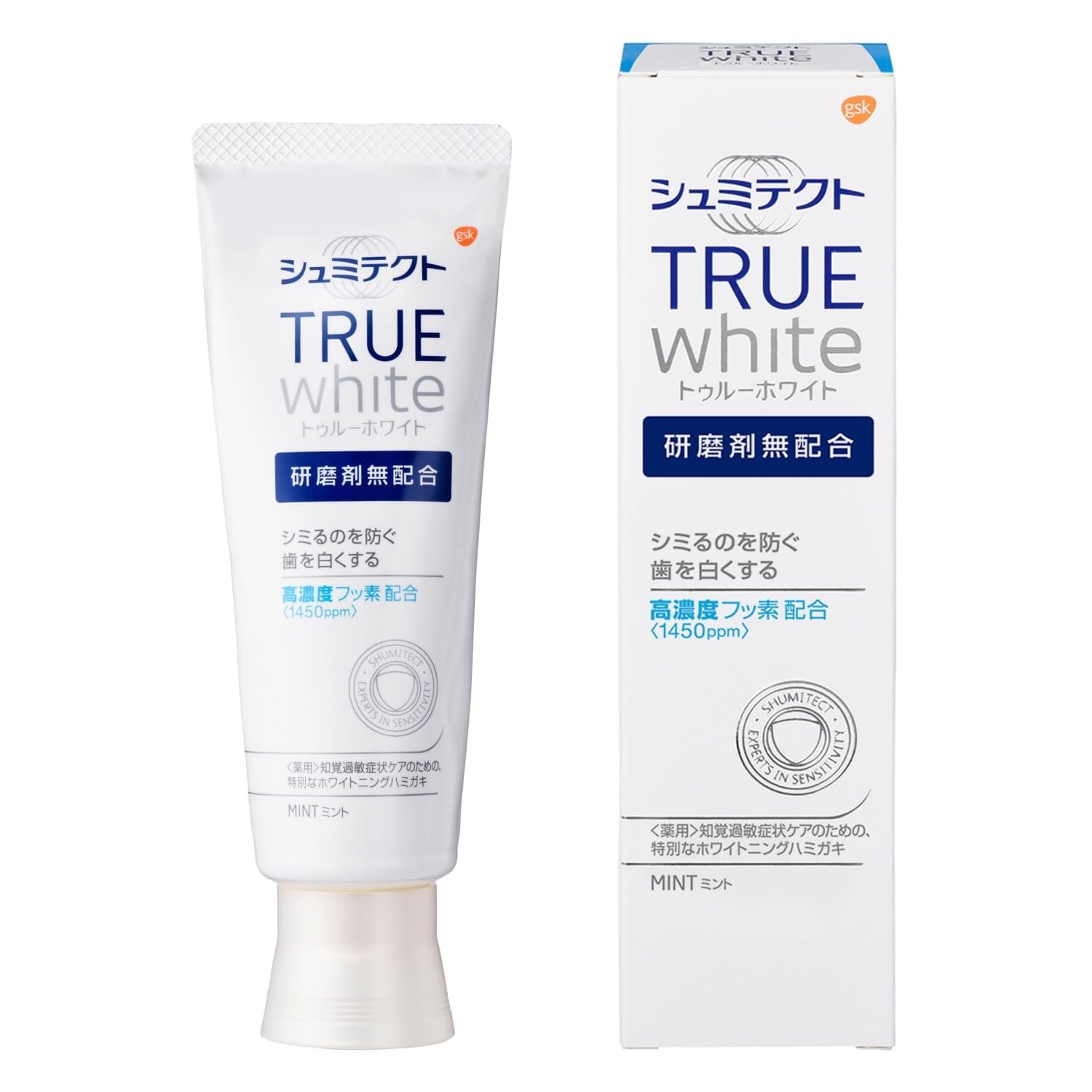 シュミテクト トゥルーホワイト 【医薬部外品】ホワイトニング 研磨剤無配合 ハミガキ 知覚過敏ケア 高濃度フッ素配合（1450ppm）歯磨き粉1本
