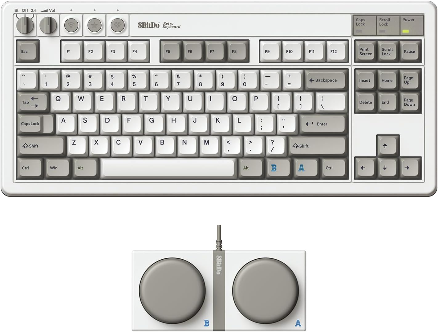 Retro Mechanical Keyboard, Bluetooth/2.4G/USB-C Hot Swappable Gaming Keyboard with 87 Keys, Dual Super Programmable Buttons for Windows and Android - M Edition - QWERTY English Keyboard