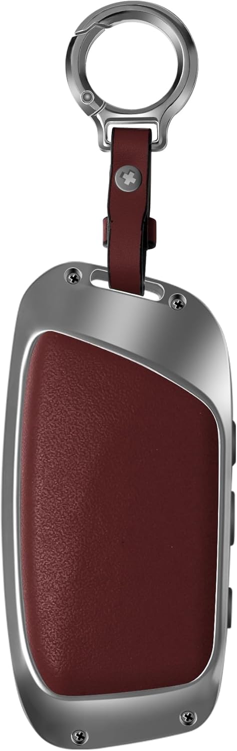Key Fob Cover Case Compatible for BMW 2025 2024 2023 5/7 Series , X5, X6, X7,X2, X5M,I5,I7,XM，2022-2023 IX, Red Leather Keychain for Women Men - Image 8
